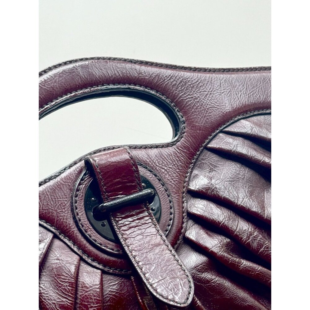 ALEXANDER MCQUEEN Oxblood Maroon Patent Leather Shoulder Bag Purse - Picture 8 of 16